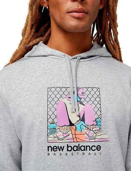 Sudadera New Balance Motivo Baloncesto Gris