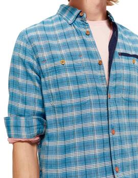 Camisa Scotch Soda Bonded Shirt Cuadros Azul