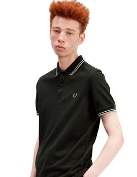 Polo Fred Perry M3600 Franjas Verde Oscuro