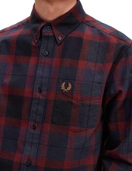 Camisa Fred Perry Cuadros Escoceses M6573 Marino Granate