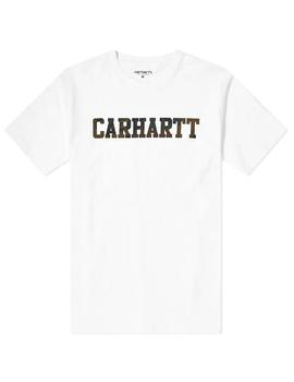 Camiseta Carhartt Wip College T Shirt Blanca Letras Camo