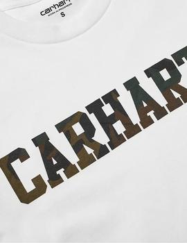 Camiseta Carhartt Wip College T Shirt Blanca Letras Camo