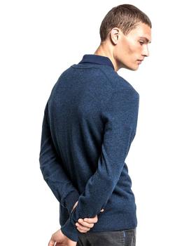 Jersey Gant Lambswool Cuello Pico Azul Grisaceo