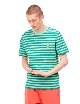 Camiseta Carhartt Scotty Pocket Rayas Verdes