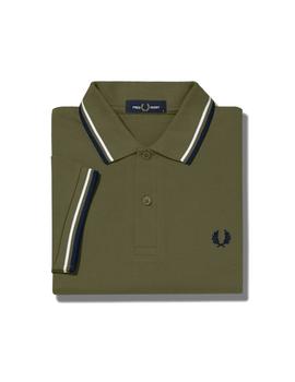 Polo Fred Perry M3600 Franjas Verde Militar