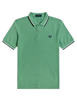 Polo Fred Perry M3600 Franjas Verde Agua