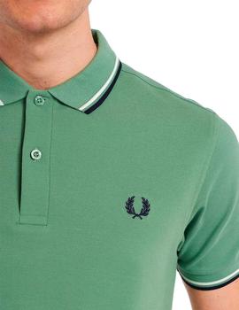 Polo Fred Perry M3600 Franjas Verde Agua
