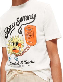Camiseta Scotch- Soda Retro Graphic Blanca