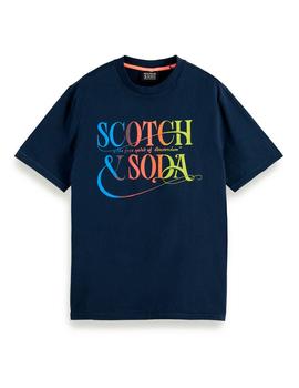 Camiseta Scotch Soda Motivo Gráfico Marino