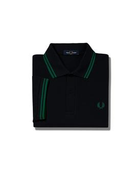 Polo Fred Perry M3600 Franjas Negro Verde